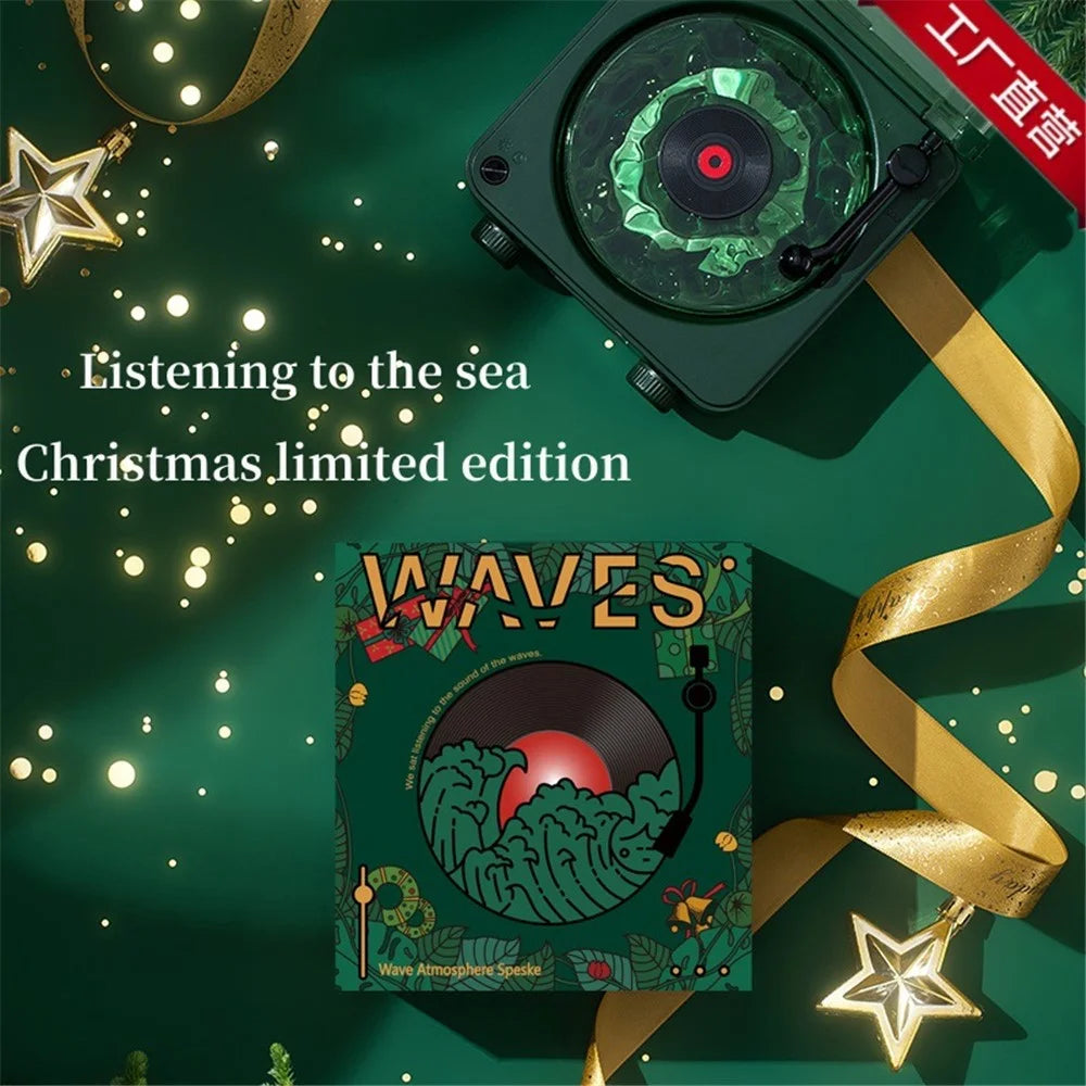 Retro Wave Christmas Bluetooth-compatible Speaker White Noise Music Player with Ambient Lights - Blackish Green - 5