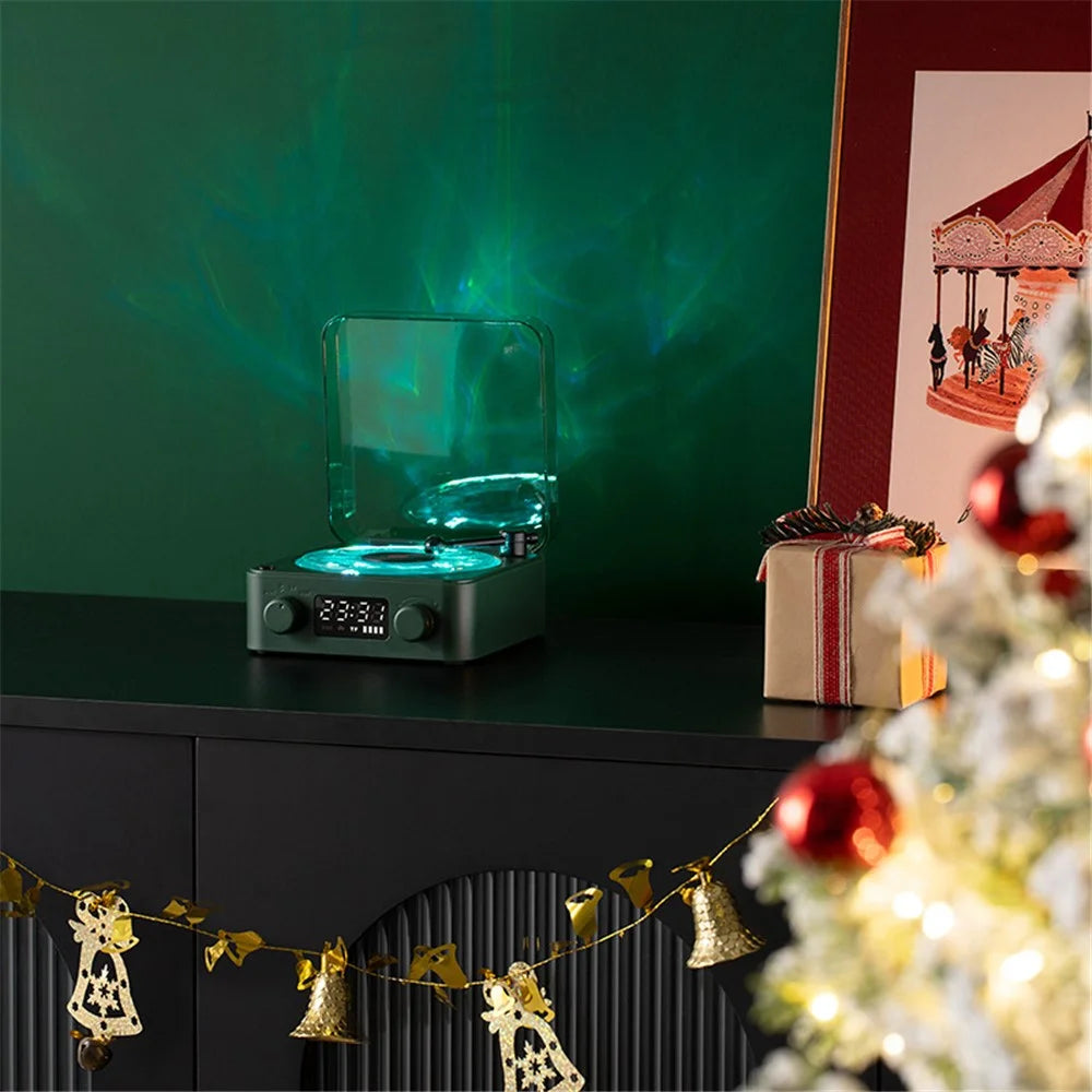Retro Wave Christmas Bluetooth-compatible Speaker White Noise Music Player with Ambient Lights - Blackish Green - 7