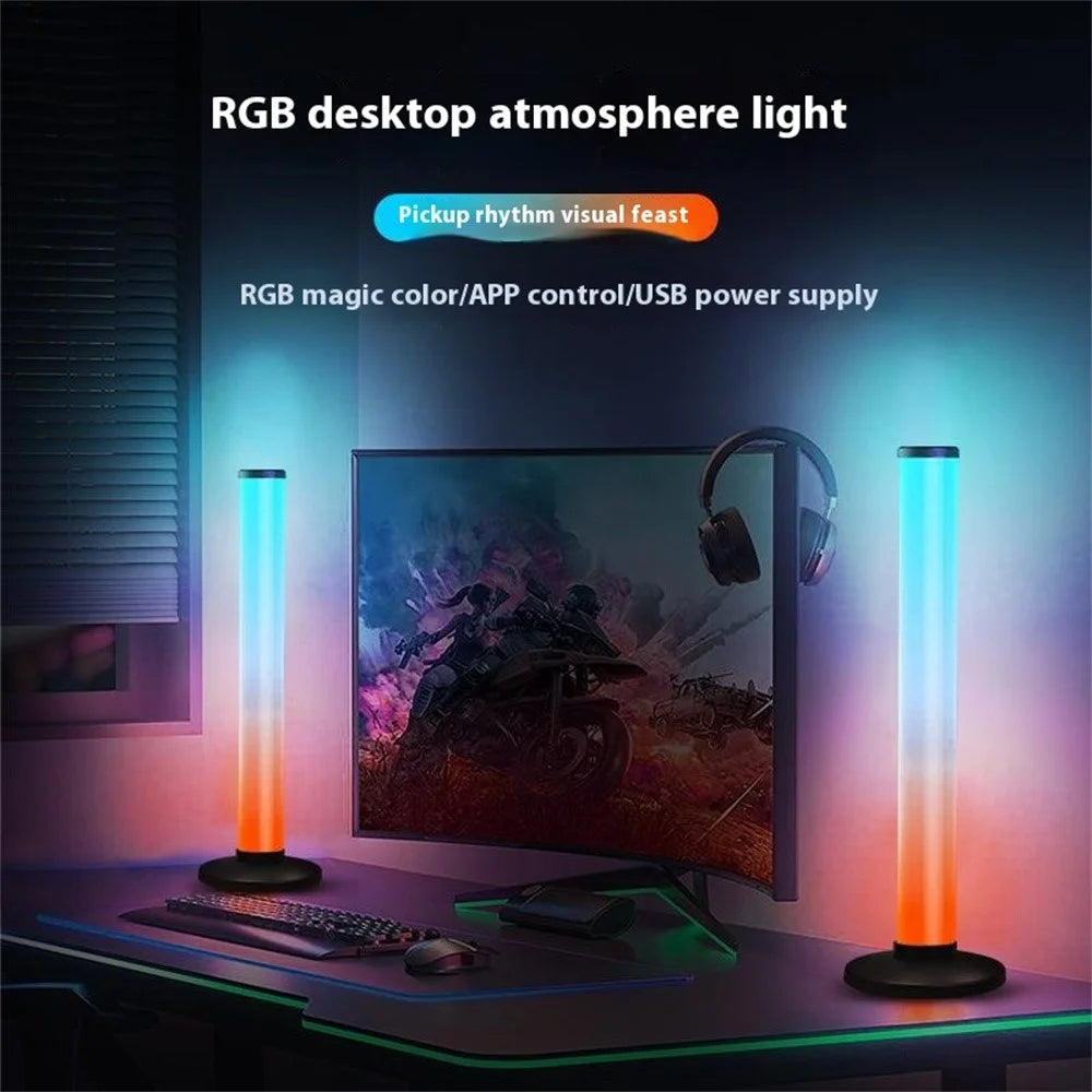 KBB-4 2Pcs Sound Pickup RGB Lamp 360-Degree Luminous Desktop Atmosphere Light - 2