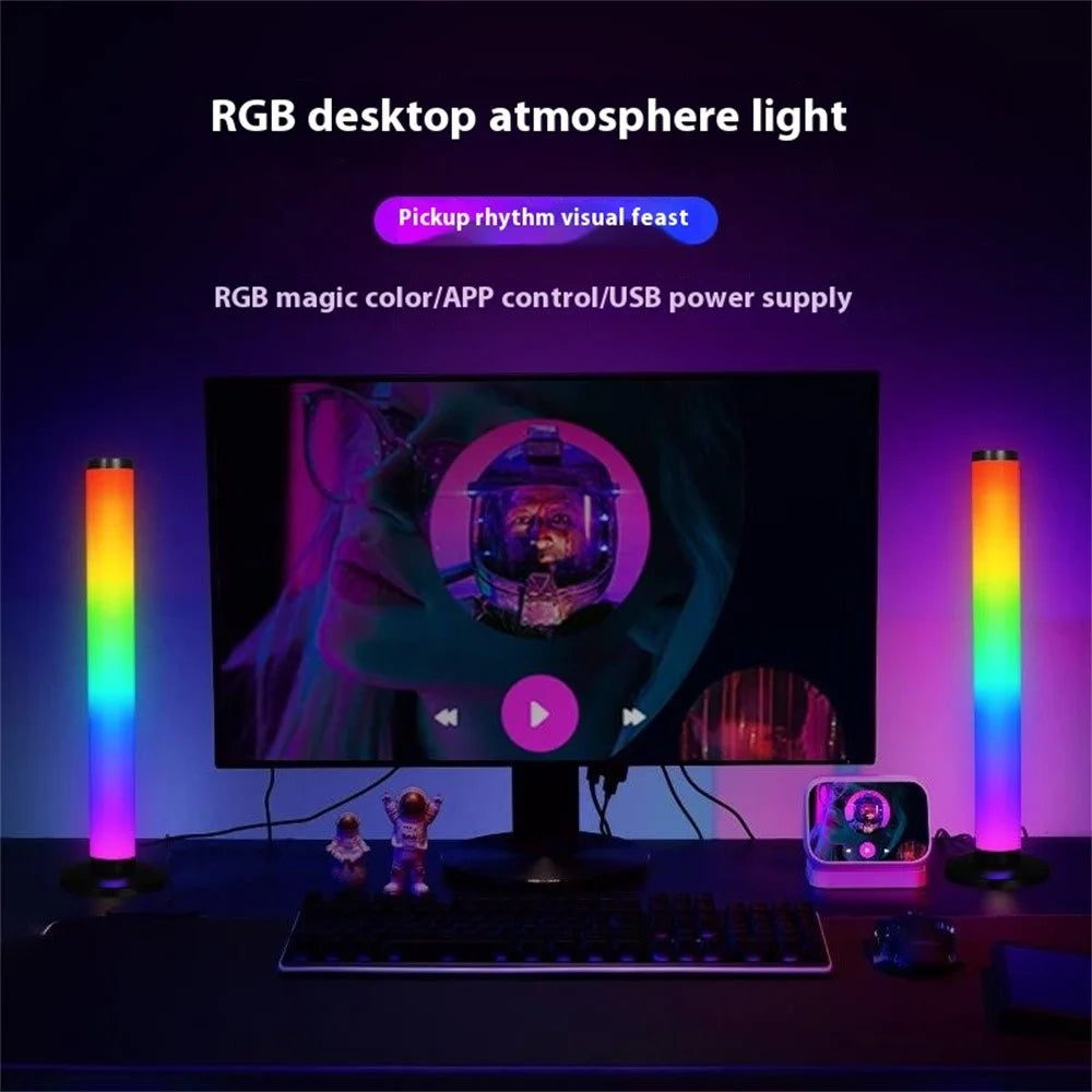 KBB-4 2Pcs Sound Pickup RGB Lamp 360-Degree Luminous Desktop Atmosphere Light - 4