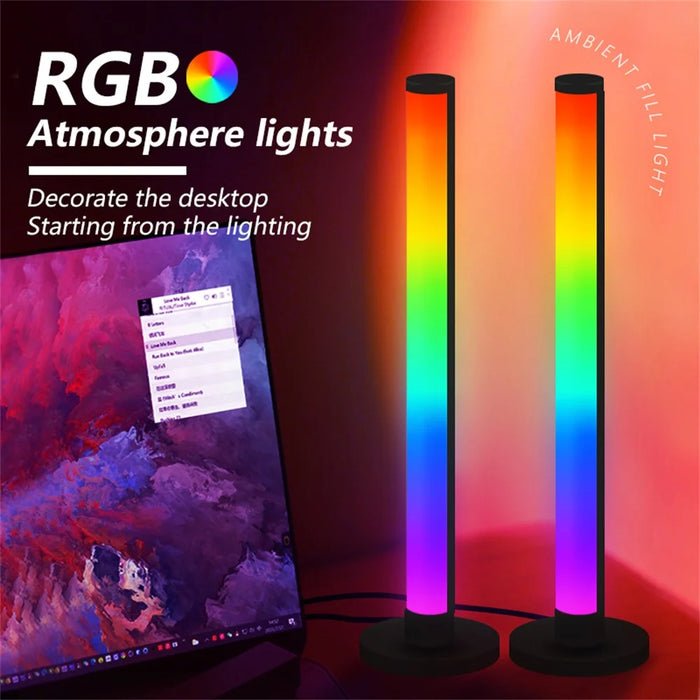 KBB-8 2Pcs Magic RGB Rhythm Pickup Lamp with 1Pc Remote Control 180 Degree Luminous Desktop Atmosphere Light, Small Size - 5