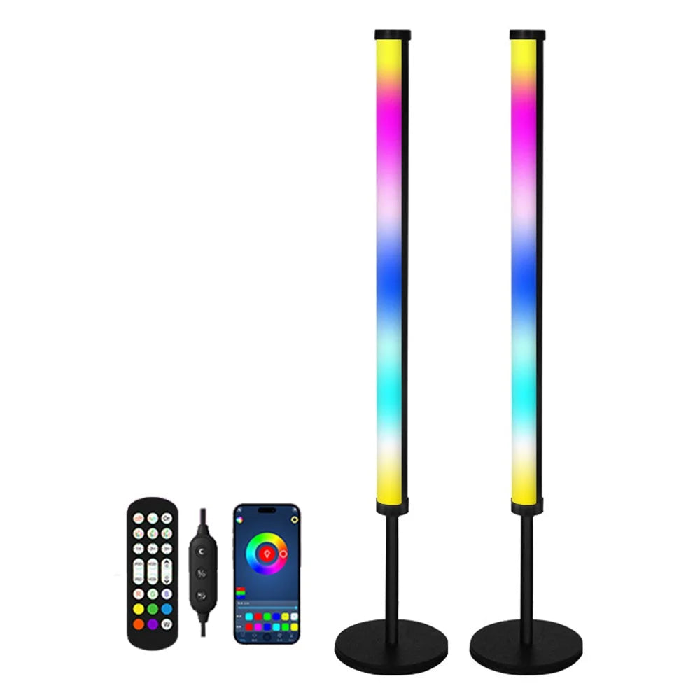 KBB-13 2Pcs Round Base RGB Desktop Atmosphere Light with 1Pc Remote Control for PC Gaming Music Rhythm - 1