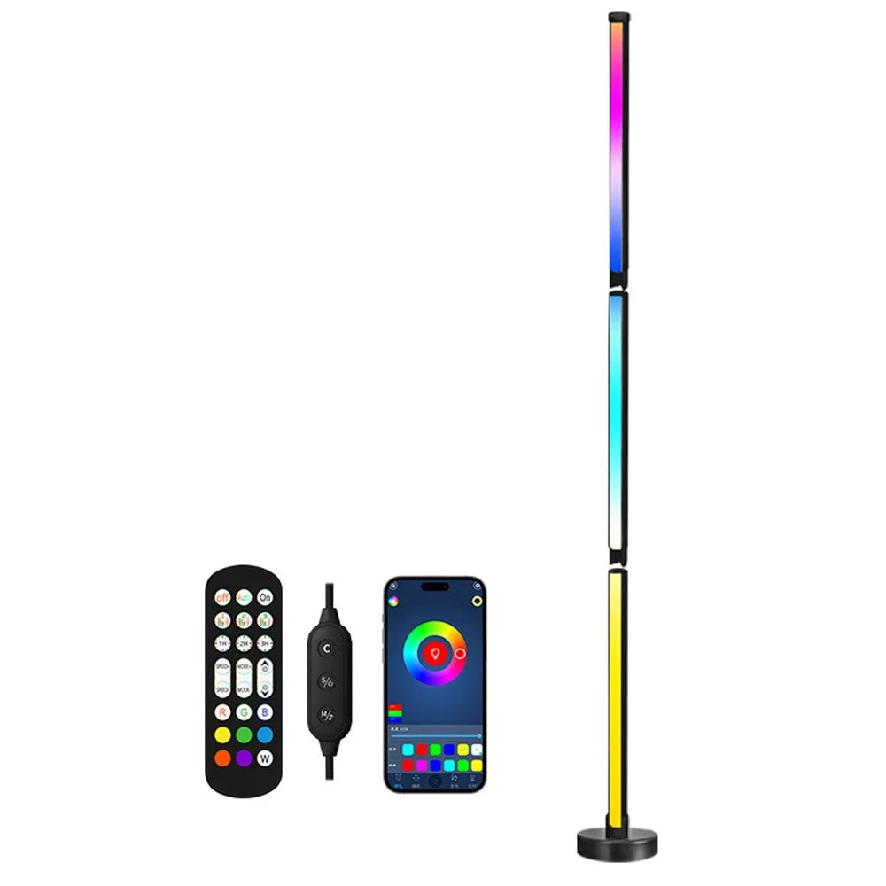 KBB-1 3-section Splicing Floor Light Wall Corner Sound Pickup RGB Atmosphere Lamp with Remote - 1