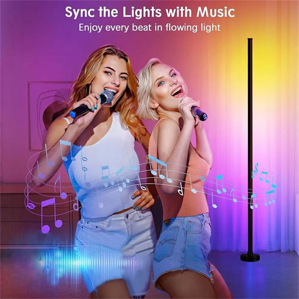 KBB-2 2Pcs 3-section Splicing Floor Light with 1Pc Remote Control Wall Corner Sound Pickup RGB Atmosphere Lamp with Remote - 2