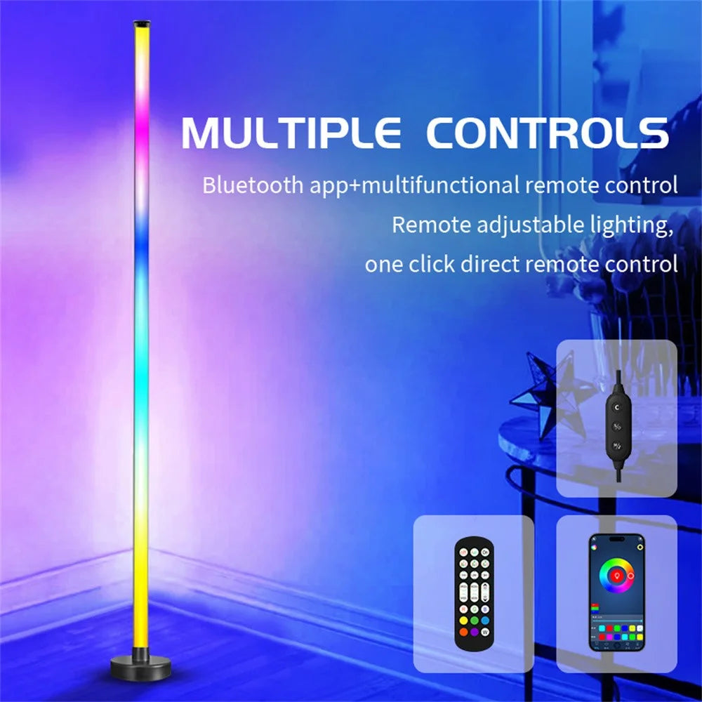 KBB-2 2Pcs 3-section Splicing Floor Light with 1Pc Remote Control Wall Corner Sound Pickup RGB Atmosphere Lamp with Remote - 5