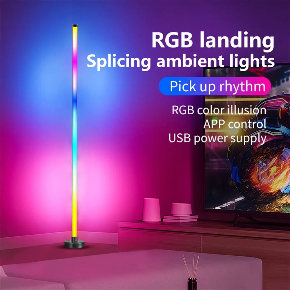 KBB-2 2Pcs 3-section Splicing Floor Light with 1Pc Remote Control Wall Corner Sound Pickup RGB Atmosphere Lamp with Remote - 6