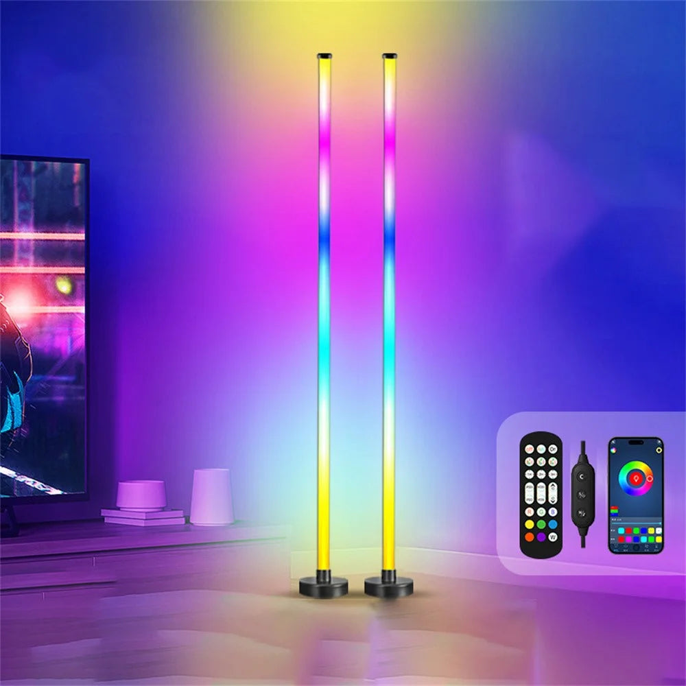 KBB-2 2Pcs 3-section Splicing Floor Light with 1Pc Remote Control Wall Corner Sound Pickup RGB Atmosphere Lamp with Remote - 7