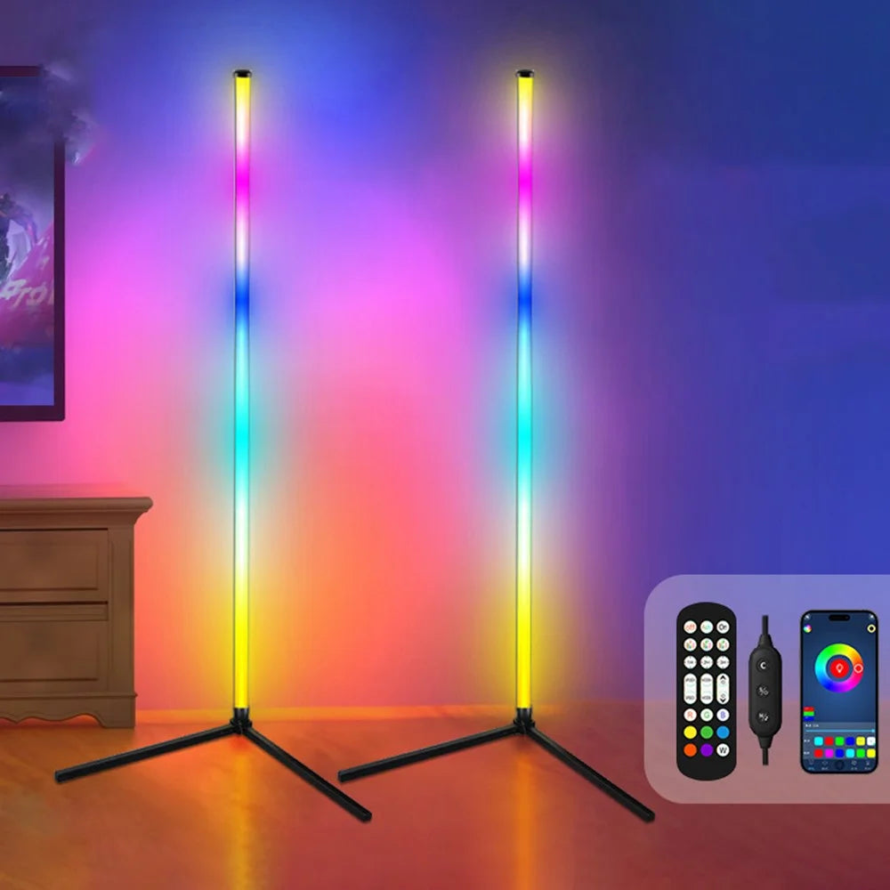 KBB-20 2Pcs Wall Corner Lamp with 1Pc Remote Control L-Shaped Base Sound Pickup RGB Atmosphere Splicing Floor Light - 3