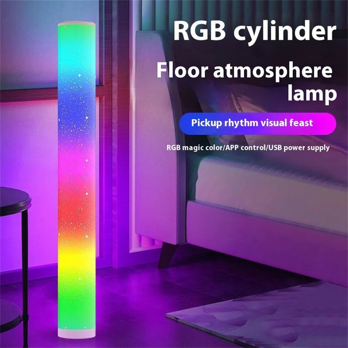 KBB-21 Star Hole Design RGB Floor Pickup Light Bedroom Living Room Cylindrical Atmosphere Lamp - 3