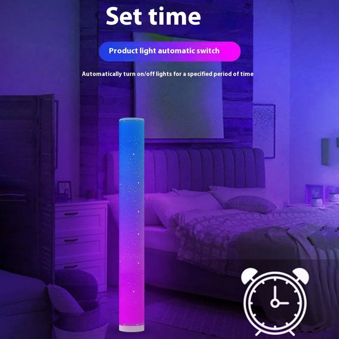 KBB-21 Star Hole Design RGB Floor Pickup Light Bedroom Living Room Cylindrical Atmosphere Lamp - 4