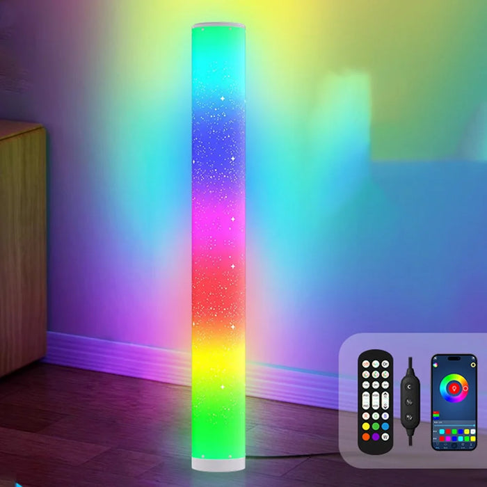 KBB-21 Star Hole Design RGB Floor Pickup Light Bedroom Living Room Cylindrical Atmosphere Lamp - 5