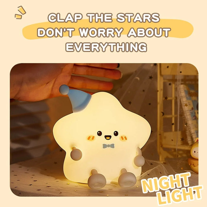 211 Cute Star Night Light Tap Control Bedside Decor Lamp Girlfriend Children Gift - 5