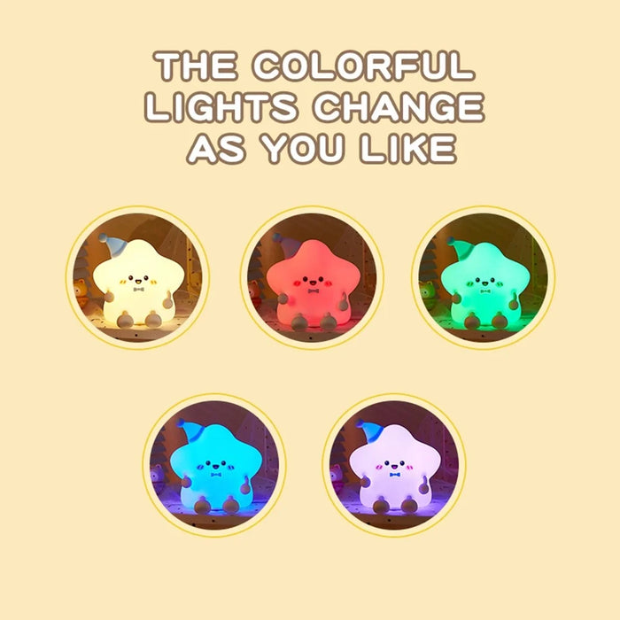 211 Cute Star Night Light Tap Control Bedside Decor Lamp Girlfriend Children Gift - 6