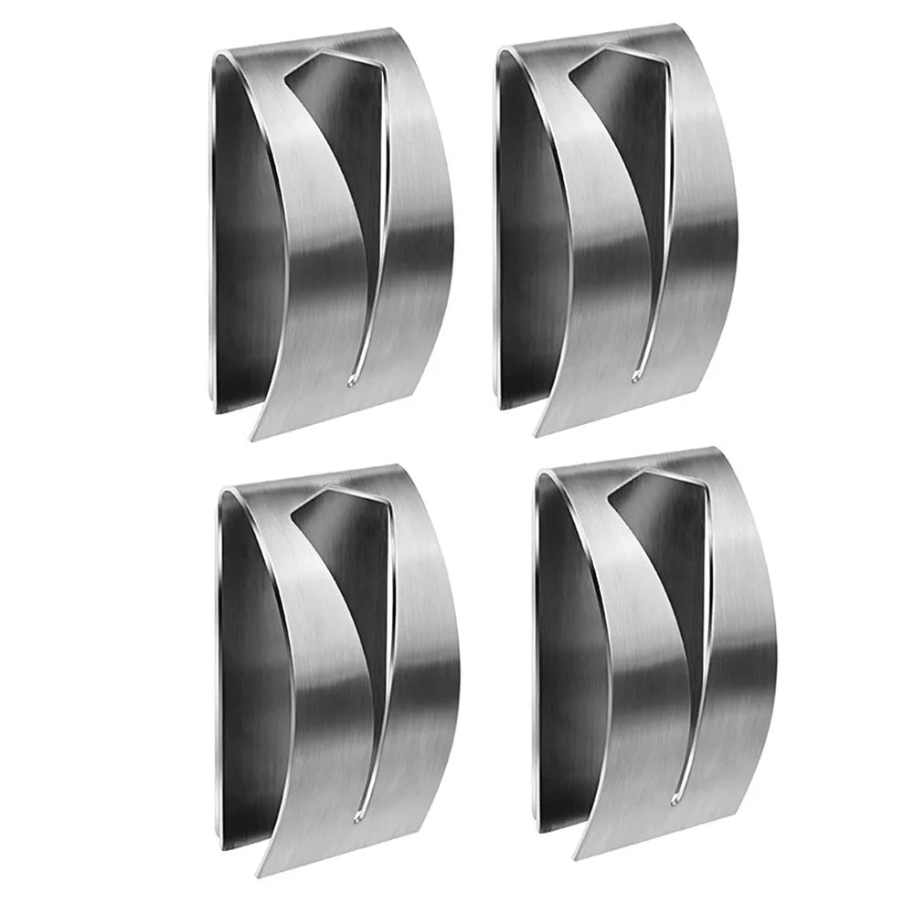 4Pcs For Kitchen Bathroom Self Adhesive Towel Hooks Drill Free Stainless Steel Hanger - 1
