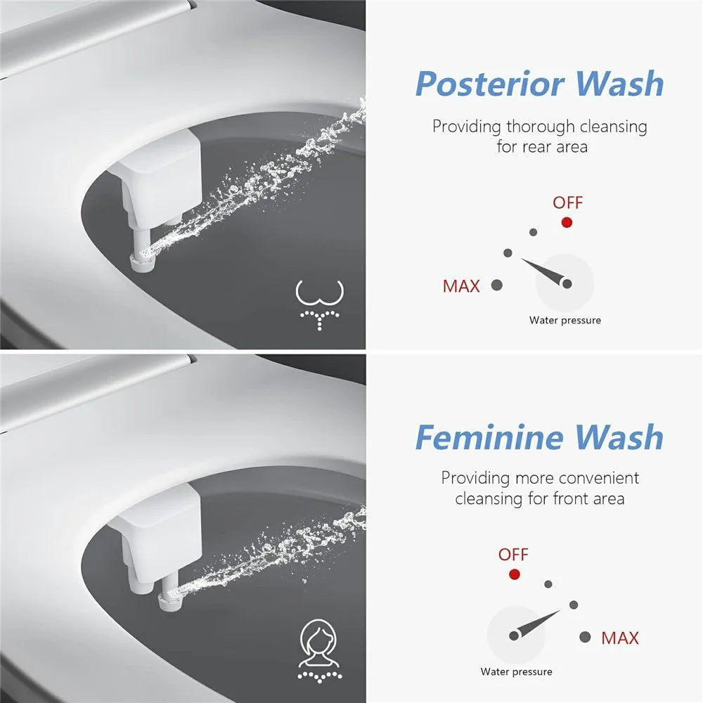 Bidet Attachment Non-Electric Dual Nozzle Adjustable Water Pressure Self Cleaning Device for Women - Europe 3 / 8 Interface - 4