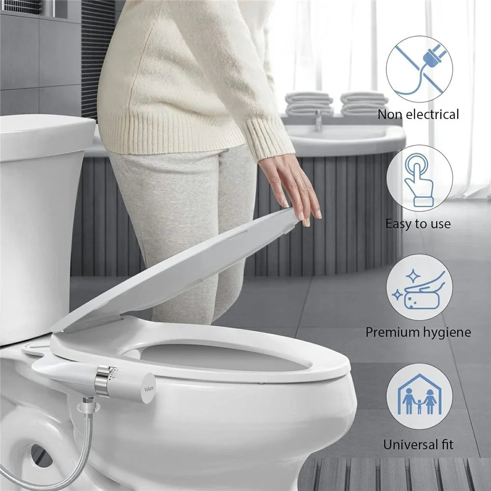 Bidet Attachment Non-Electric Dual Nozzle Adjustable Water Pressure Self Cleaning Device for Women - Europe 3 / 8 Interface - 6