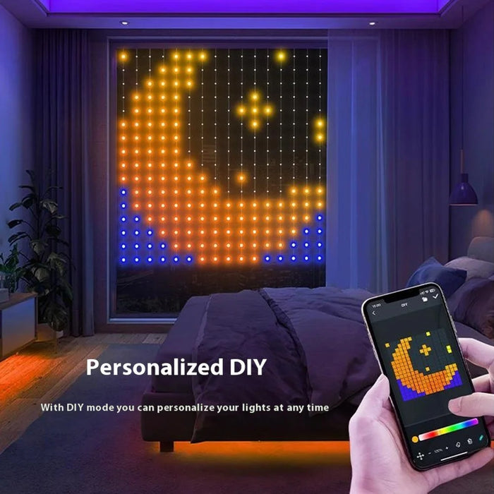 1.6mx1.6m 256 Leds Programmable RGB Holiday Decoration Light App Control DIY Curtain Light String - 6