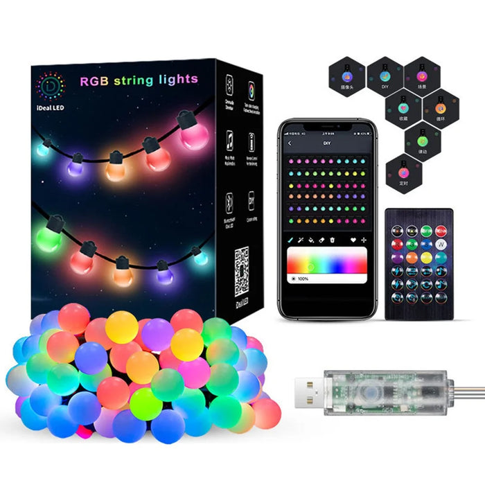 JG-005 5m 25 Leds Smart Programmable String Light RGB Outdoor Patio Camping Ambiance Light - 1