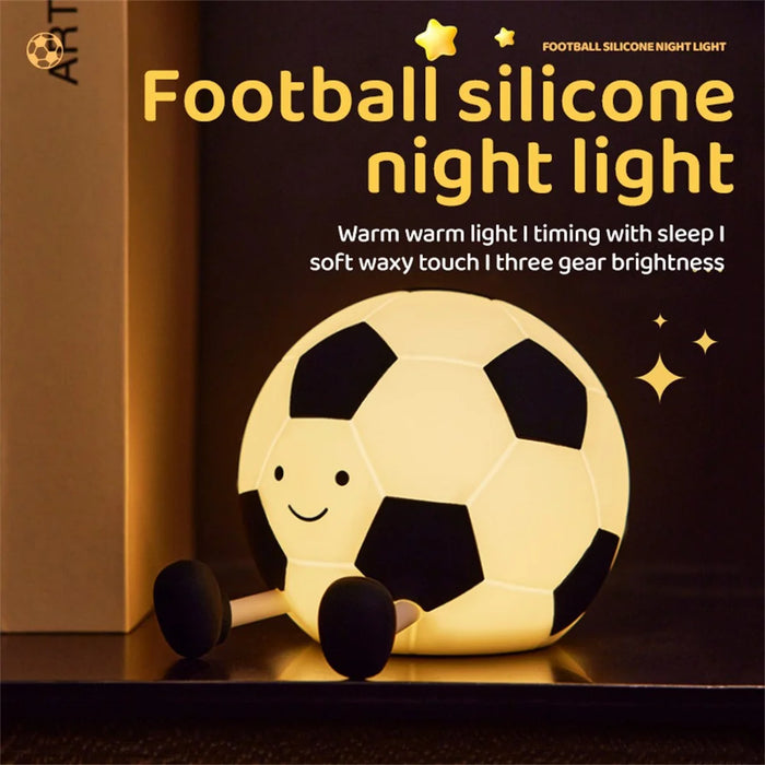Soccer Night Light Touch Sensor Lamp Rechargeable Silicone Nightlight Home Decor - 2