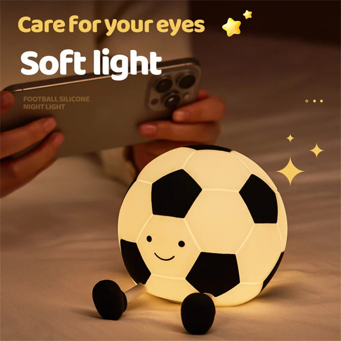 Soccer Night Light Touch Sensor Lamp Rechargeable Silicone Nightlight Home Decor - 3
