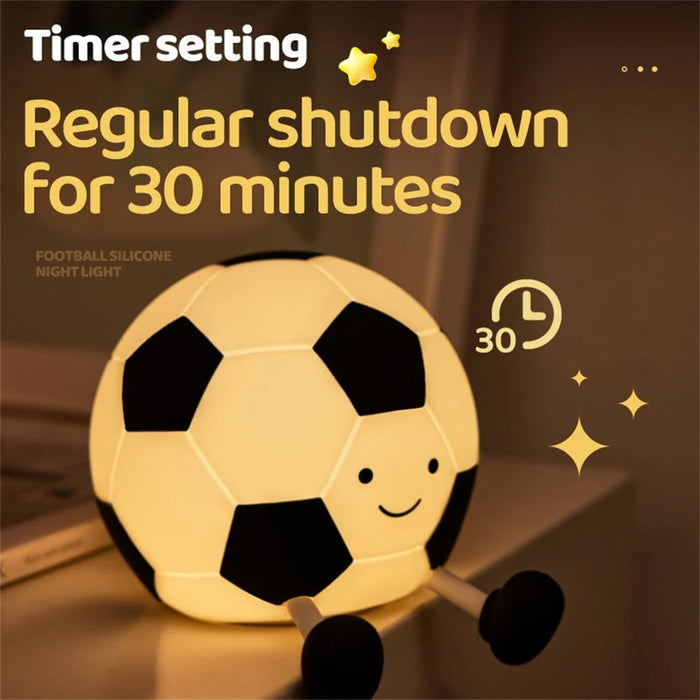 Soccer Night Light Touch Sensor Lamp Rechargeable Silicone Nightlight Home Decor - 5