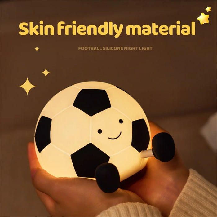 Soccer Night Light Touch Sensor Lamp Rechargeable Silicone Nightlight Home Decor - 6