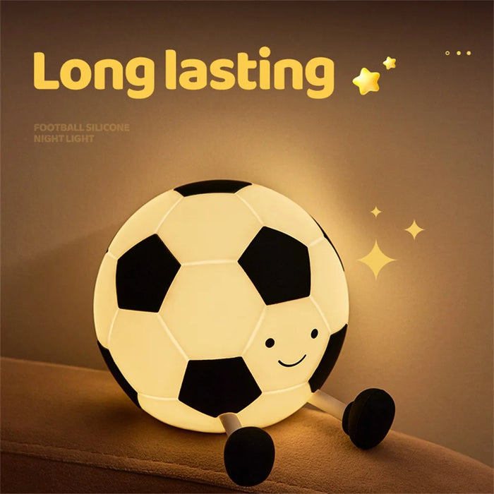 Soccer Night Light Touch Sensor Lamp Rechargeable Silicone Nightlight Home Decor - 7