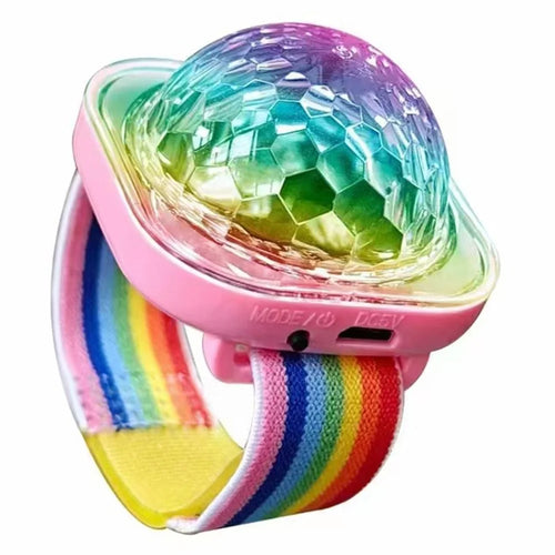 Portable Disco Ball Wristband Light Voice Activated Party Lamp USB Rechargeable Flashing Light - Pink - 1