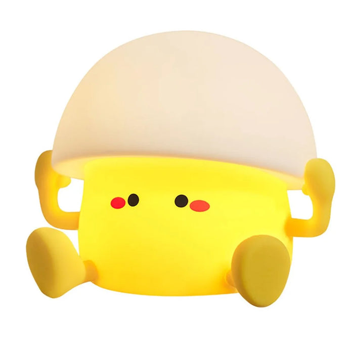 A025 Egg Yolk Silicone Night Light Tap Control USB Rechargeable Bedside Lamp Kids Toy Gift - 1