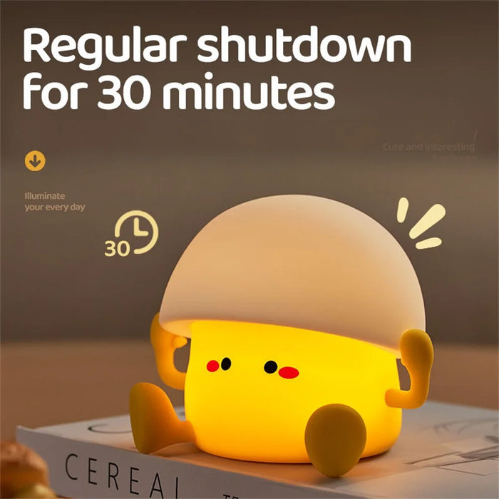 A025 Egg Yolk Silicone Night Light Tap Control USB Rechargeable Bedside Lamp Kids Toy Gift - 5