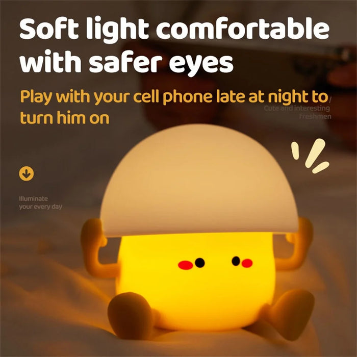 A025 Egg Yolk Silicone Night Light Tap Control USB Rechargeable Bedside Lamp Kids Toy Gift - 6