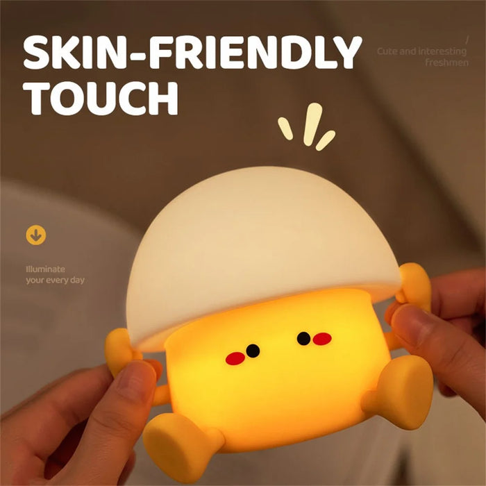 A025 Egg Yolk Silicone Night Light Tap Control USB Rechargeable Bedside Lamp Kids Toy Gift - 7
