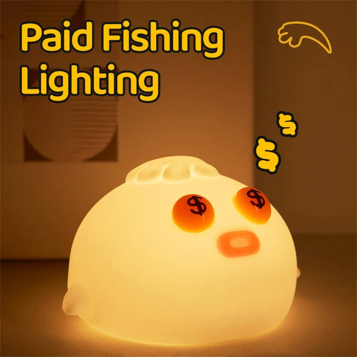 Silicone Night Light Stress Relief Tap Control Cartoon Lamp for Bedside Desktop - 2
