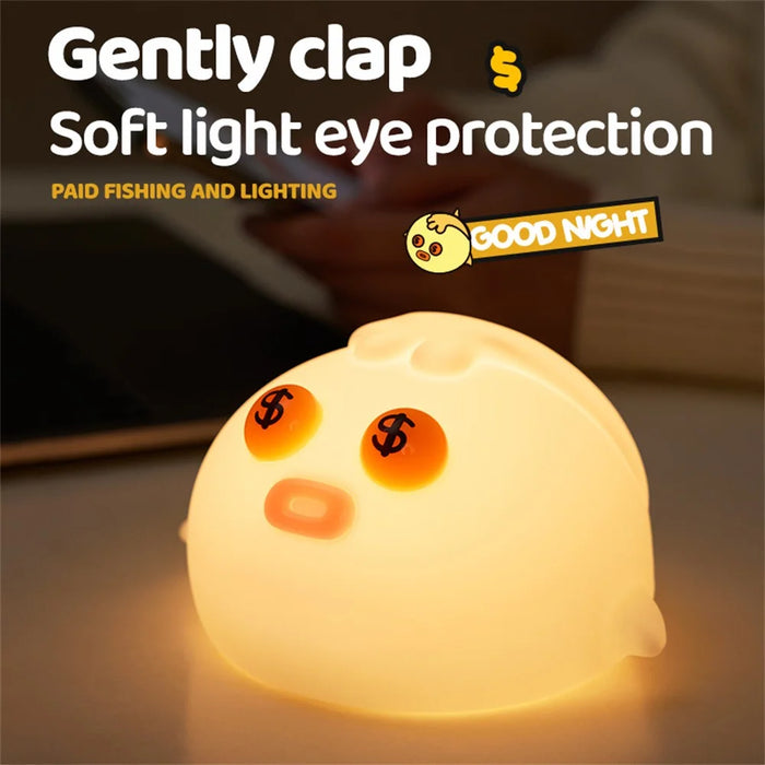 Silicone Night Light Stress Relief Tap Control Cartoon Lamp for Bedside Desktop - 3