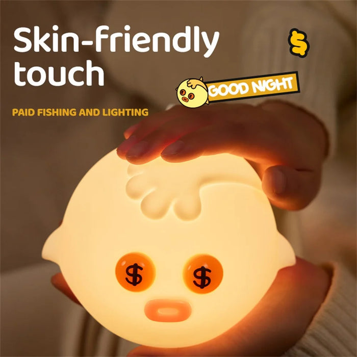 Silicone Night Light Stress Relief Tap Control Cartoon Lamp for Bedside Desktop - 6