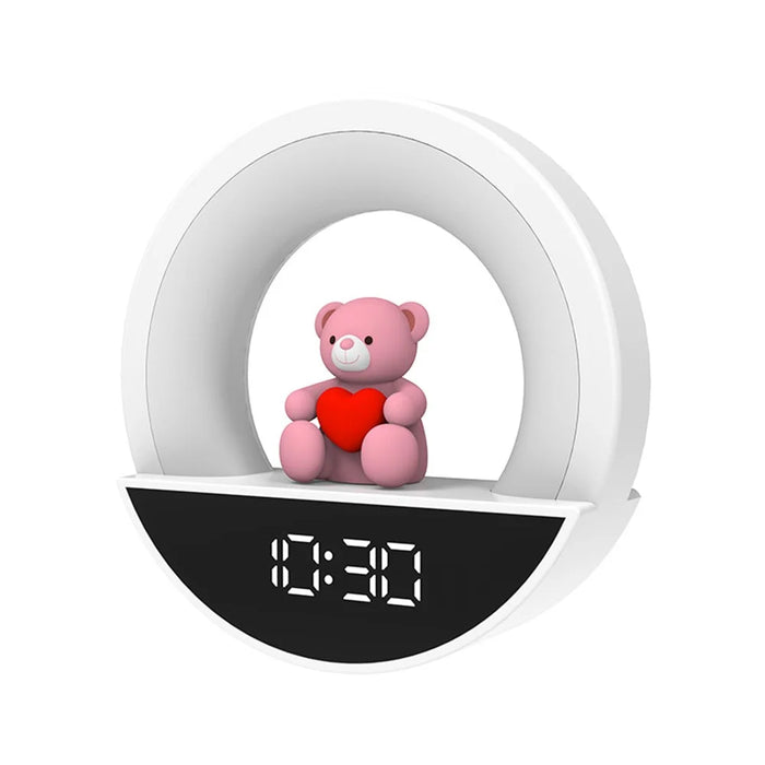 RGB Bedside Lamp Remote Control Ambient Light LED Night Light with Digital Clock Display - EU Plug - 2