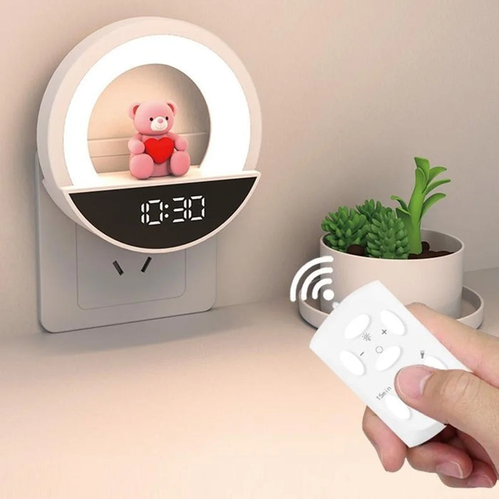 RGB Bedside Lamp Remote Control Ambient Light LED Night Light with Digital Clock Display - EU Plug - 4
