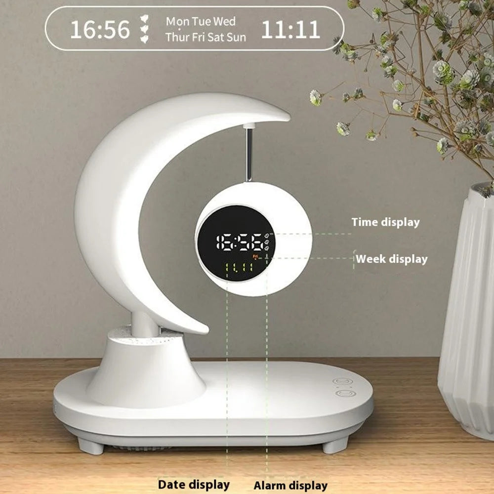 Bluetooth-compatible Speaker Bedside Lamp 7 Color Changing Atmosphere Night Light with Digital Clock Display - 4