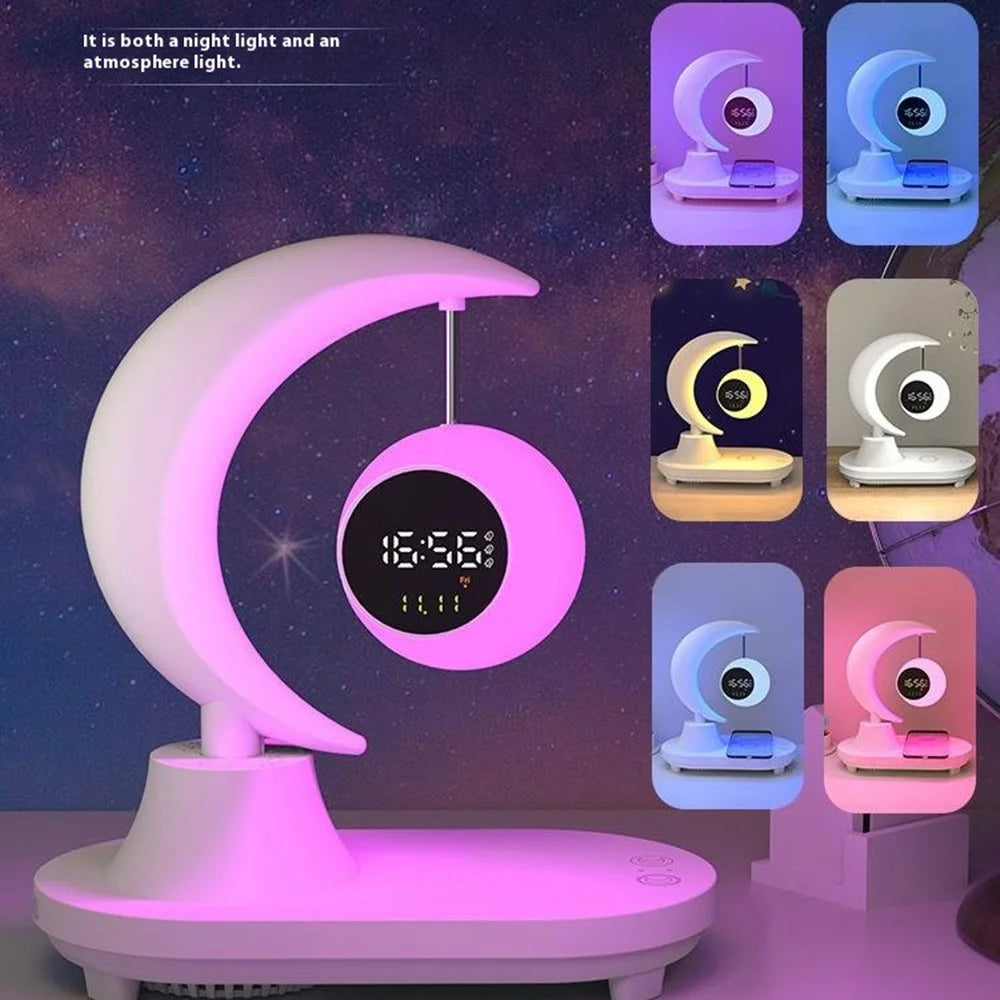 Bluetooth-compatible Speaker Bedside Lamp 7 Color Changing Atmosphere Night Light with Digital Clock Display - 6