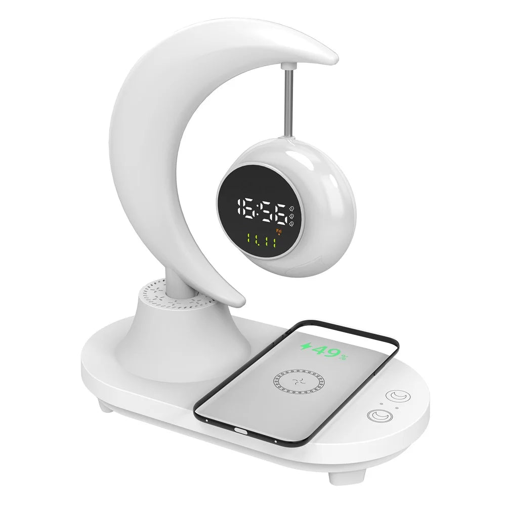 Bluetooth-compatible Speaker Bedside Lamp Colorful Ambient Light Phone Wireless Charger Alarm Clock - 1
