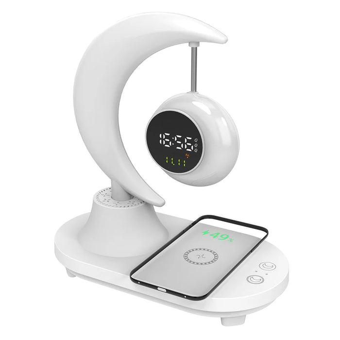 Bluetooth-compatible Speaker Bedside Lamp Colorful Ambient Light Phone Wireless Charger Alarm Clock - 1