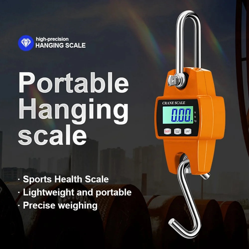 OCS-L 300kg Portable Digital Hanging Scale LCD Display Electronic Crane Scale Mini Hook Scale - Orange - 2