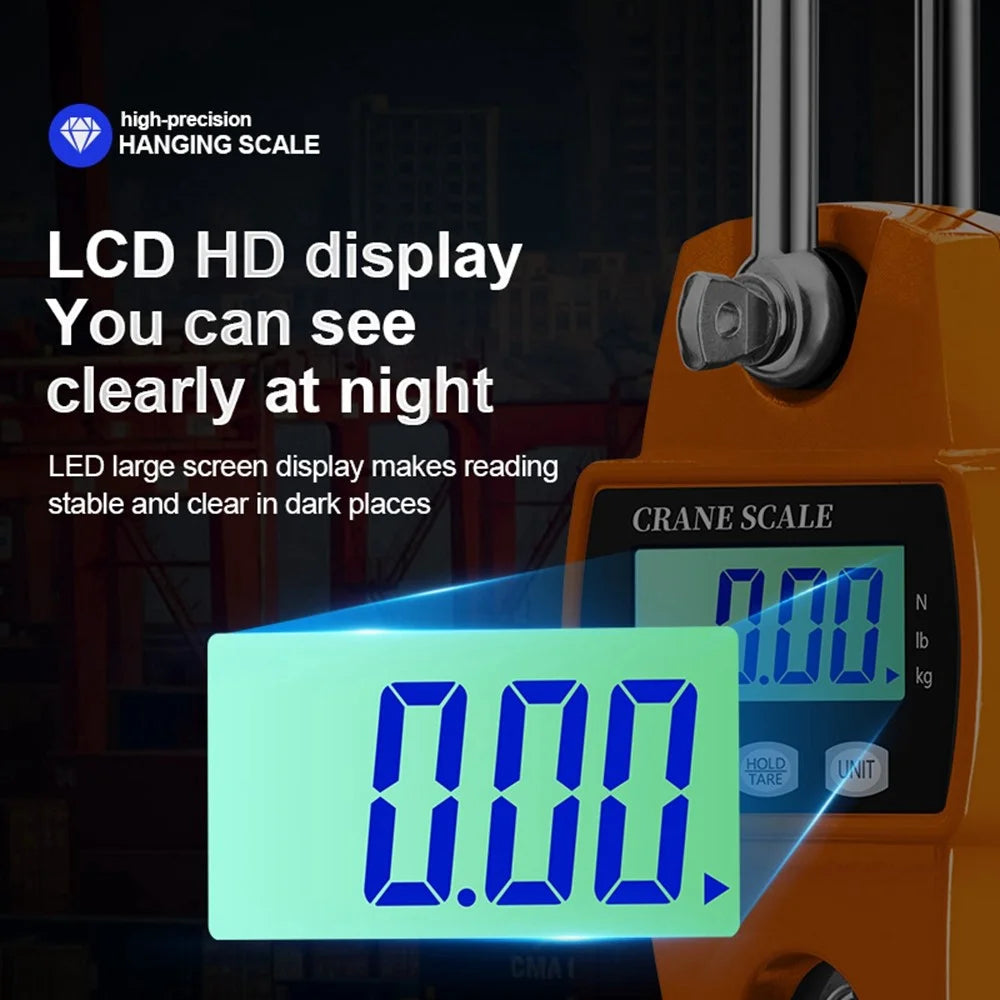 OCS-L 300kg Portable Digital Hanging Scale LCD Display Electronic Crane Scale Mini Hook Scale - Orange - 4