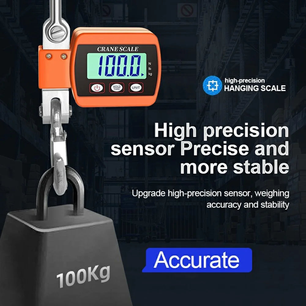 P4 Digital Hanging Scale 500kg Electronic Crane Scale LCD Display Hook Scale for Industrial Weighing - Orange - 3