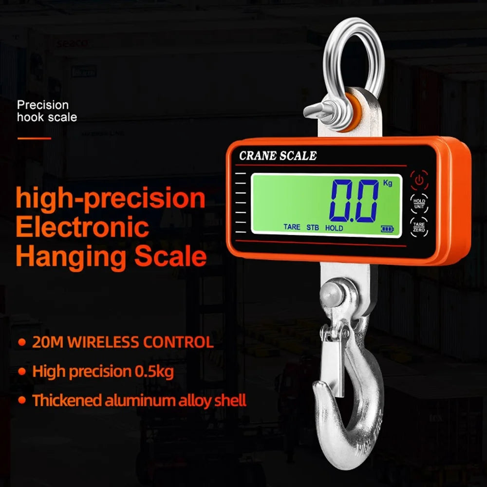 OCS-P2 LCD Digital Crane Scale 1500kg Industrial Weighing Heavy Duty Hanging Scale with Remote - Orange - 6