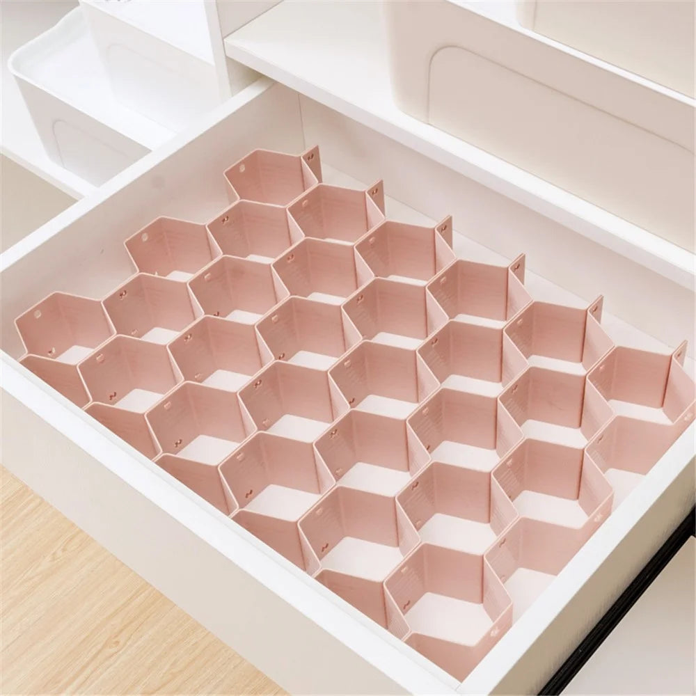 Adjustable Drawer Honeycomb Clapboard Partition Divider Box Separator DIY Organizer Sorting Panties Socks Storage Case - Pink - 2