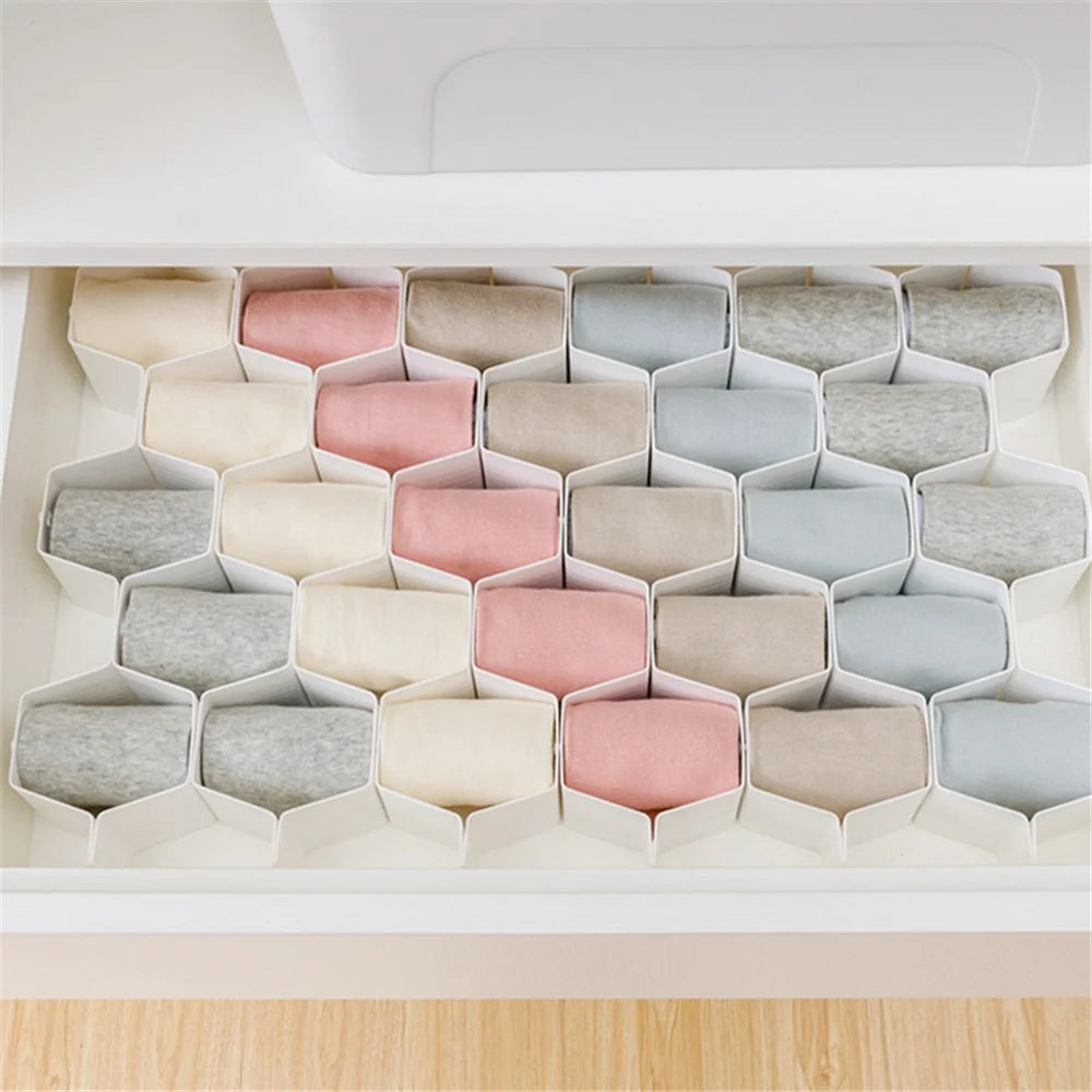 Adjustable Drawer Honeycomb Clapboard Partition Divider Box Separator DIY Organizer Sorting Panties Socks Storage Case - Pink - 4