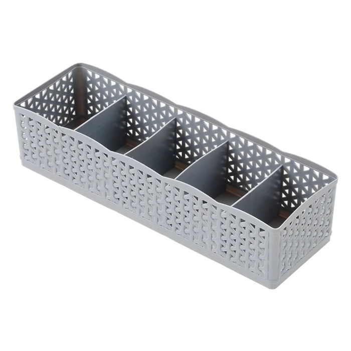 Plastic Socks Storage Box Hollow-out Durable Underwear Organizer Lightweight Desk Holder - Grey - 1