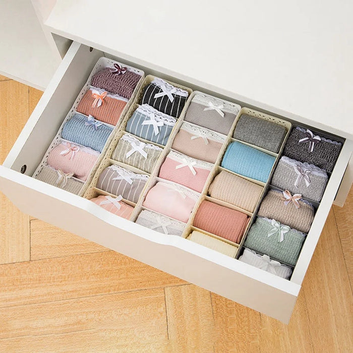 Plastic Socks Storage Box Hollow-out Durable Underwear Organizer Lightweight Desk Holder - Grey - 3