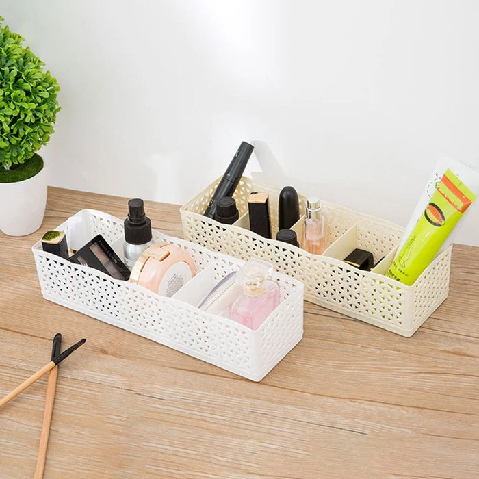 Plastic Socks Storage Box Hollow-out Durable Underwear Organizer Lightweight Desk Holder - Grey - 6